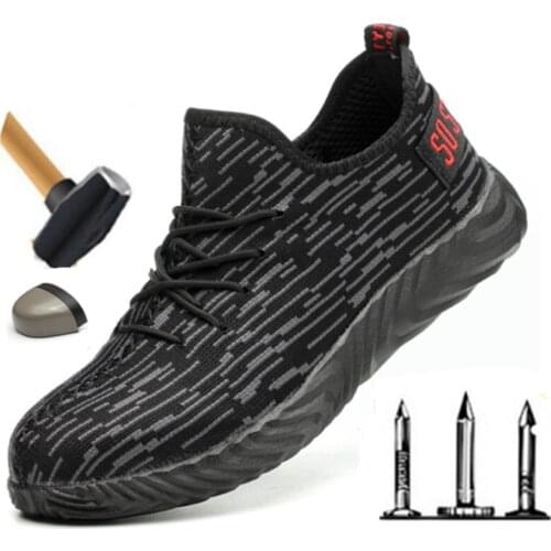 Classic Black Brand Designer Work Safety Shoes Men Breathable Outdoor Sneakers Steel Toe Caps Indestructible Mens Boots