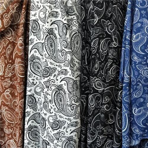 New Paisley Print Elastic Chiffon Plain Smoothy Shirt Dress Fabric