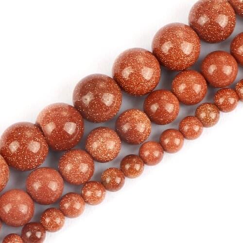 Wholesale 4 6 8MM Golden Sandstone Beads Shining Loose Space Beads for DIY Jewelry Bracelet Necklace Making Handmade Accessories