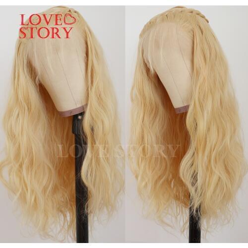 Lovestory Blonde Color Synthetic Lace Front Wig Loose Wave #613 Synthetic Replacement Hair Wigs For Women