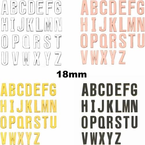 1pc A-Z 18mm Silver Rose Gold Color Plain Slide letters Fit Pet Collar Wristband Bracelet DIY Jewelry Findings Christmas gift