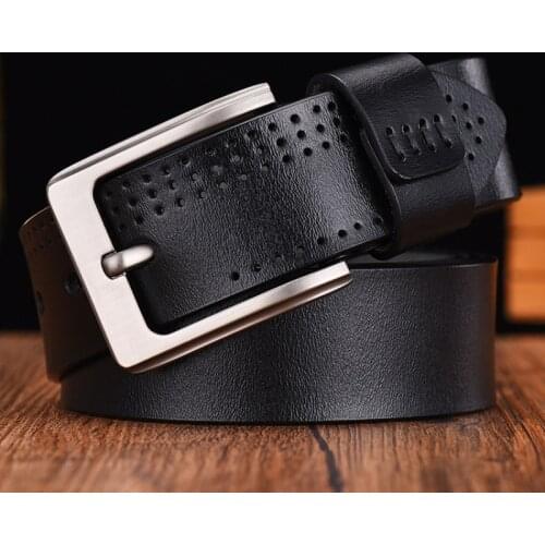 Casual Mens Belt Jeans Genuine Leather Trouser Waist Belts Male Luxury Designer Pin Buckle Gift for Men Black New Wristband
