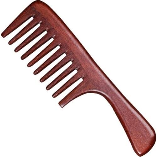 Handmade Redsandal Wood Comb Wide Tooth Comb With Handle For Hair/Beard Makeup Engrave Logo