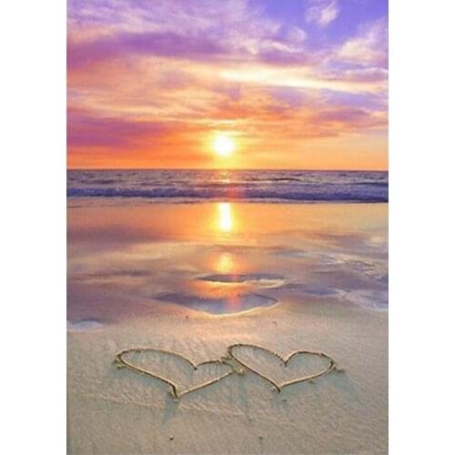 Corazón / amor / playa círculo de diamantes con incrustaciones de diamantes bordado paisaje decoración del hogar artesanías