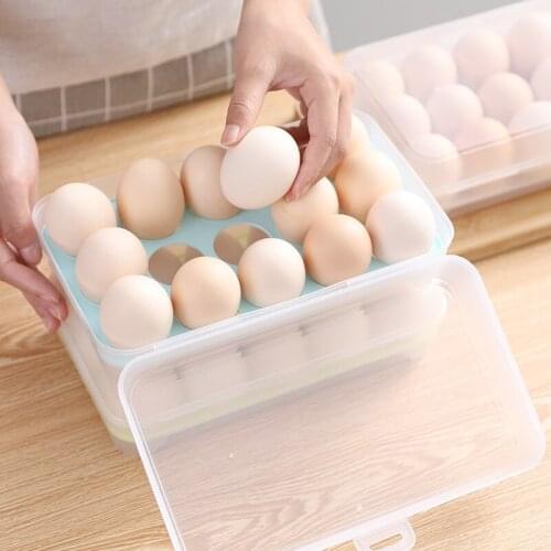 Fresh Keeping Kitchen Tools Storage Container Case PP Refrigerator Egg Storage Box 15 Eggs Holder Food Box For Household Kitchen