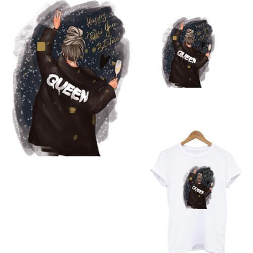 Patches For Clothes Beautiful Queen Iron On Transfers For Clothing DIY A-level Washable Thermal Sticker Fashion Girl Patch Decor