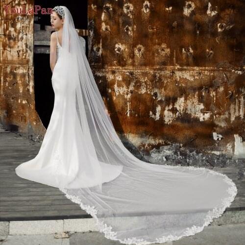 YouLaPan V47 Wedding Veil Long with Comb Veil with Sequins Embroidered Veil Veil for Girls Veiled Womens Dress Bridal Veil