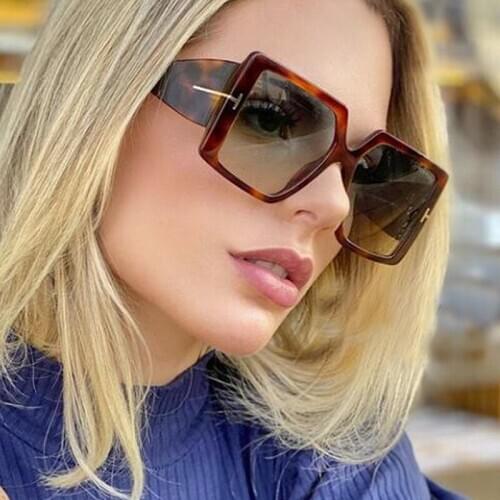 Vintage Black Leopard Square Sunglasses For Women 2020 New Fashion Bran Gradient Uv400 Sun Glasses Female Latter Frame Shades