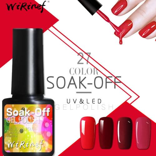 WiRinef Nail Art Red Black Ordinary Colors Gel Nail Polish Color UV LED Semi Permanent Polish Gel Lacquer