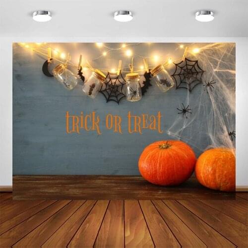 Yeele Halloween Trick or Treat Background Photocall Pumpkin Spider Web Light Strip Backdrop Photography Photo Studio Photophone