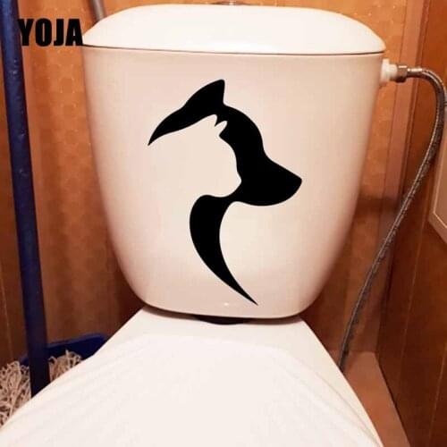 YOJA 17.1X24.9CM Pet Dog Cat Toilet Sticker Decor Animals Art Mural Wall Decal T5-0269