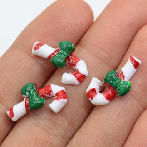 100/50pcs CHRISTMAS CANDY CANES Resin Candy Canes Kawaii Charms For Christmas Charms Craft Cabochons Dollhouse Gift For