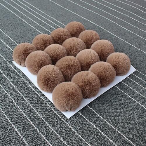 8cm DIY 16pcs Cute Faux Rex Fur Pom Poms Pompom for Winter Kids Knitting Hats Beanies Cap Keychain Accessories