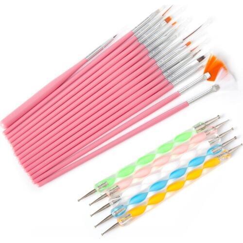 （20Pcs/Lot）ROSALIND Nail Brushes For nail art Acylic powder decoration dotting UV LED Gel Nail Polish Manicure tool Pens Brushes