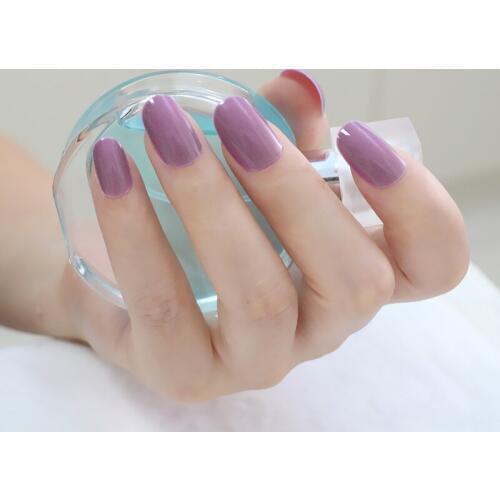 24pcs New design candy oval decorative fake nails long round section Purple brown L765