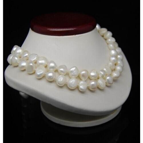 32" Long 8-9MM White Color Irregular pearl necklace