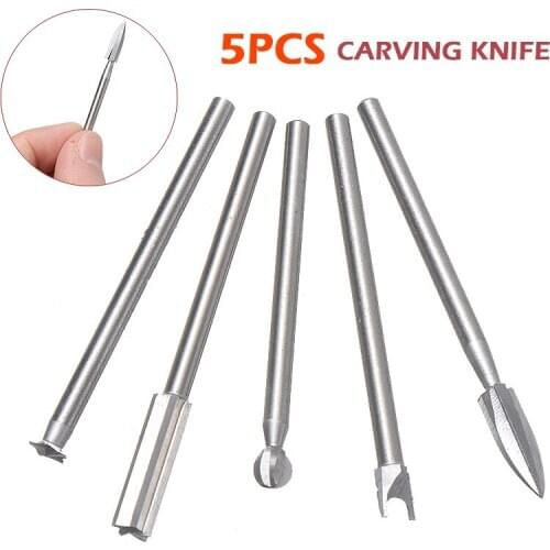 5Pcs/Set Wood Carving And Engraving Drill Bit Milling Cutter Carving Root Tools For Woodworking Drilling Carving Engraving