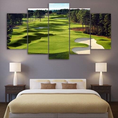 2017 No Framed Spray Paintings Printed Golf Course Grassland Wall Art Canvas Pictures For Living Room 5 Pcs Print Posters
