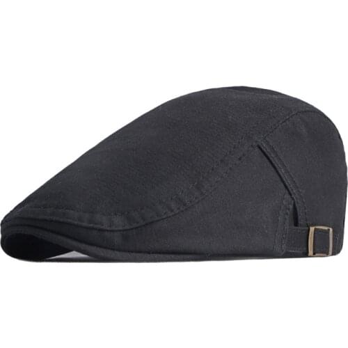 2021 Casual Cotton Beret Hat For Men Solid Color Flat Brim Peaked Cap Women Spring Summer Herringbone Newsboy Cap Adjustable