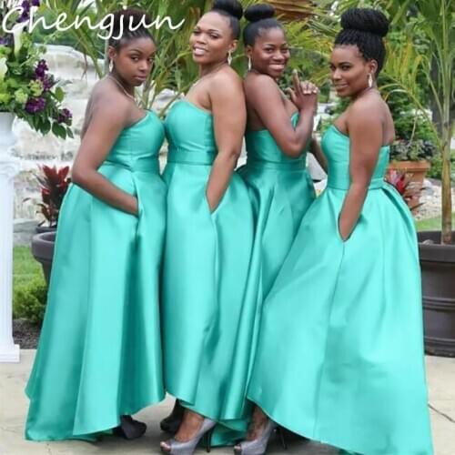 Chengjun Custom Turquoise High-Low Plus Size Women African Bridesmaid Dresses