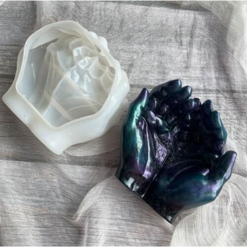 DIY Epoxy Crystal Epoxy Mold Two hand Holding Shape Hand Dish Ashtray Mirror Silicone Mold