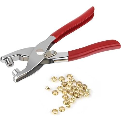 1 Set Eyelet Fabric Punch Pliers Leather Canvas Hole Puncher Tool Scrapbook Eyelet 100 Brass Rings Kit DIY Manual Tools Kit