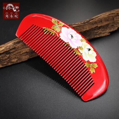 TOP END Authentic Natural Boxwood lacquer crafts comb Boutique hand - painted art comb Pocket comb Anti-static comb