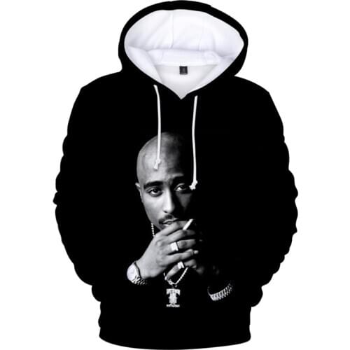 Hip Hop 2pac 3d Hoodie Sweatshirt Men Autumn Winter Pullovers Print Rapper Tupac Hoodies Long Sleeve Tops Black Hooded Hoodies