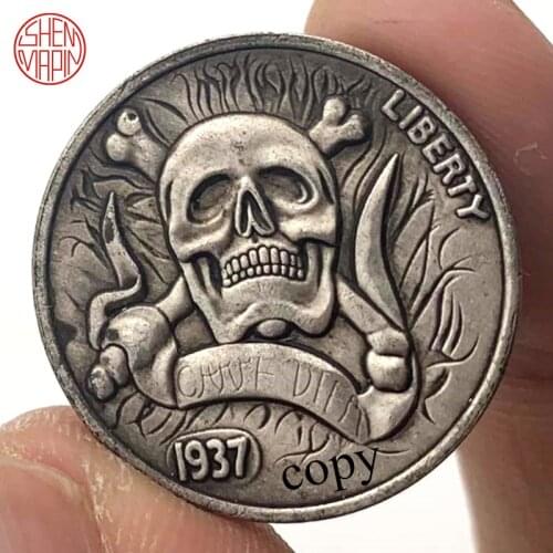 Liberty 1937 Hobo Nickel Coin Skull Bull Cents Copy Coin Copper Coins Collectibles Copy Coin
