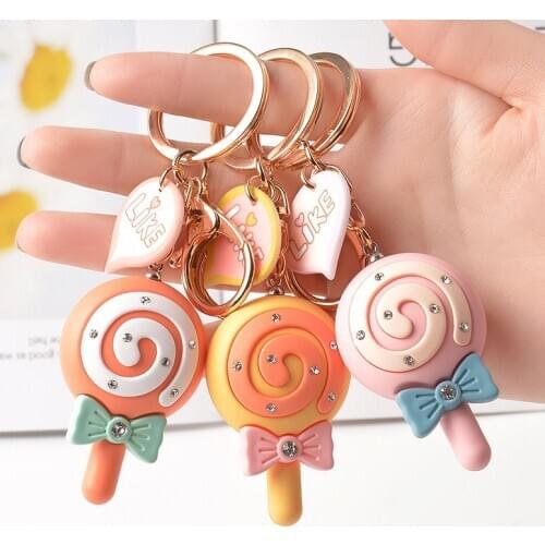 Lovely and fashionable Cartoon candy key ring pendant Creative colorful keychain ornament for backpack Novelty gift