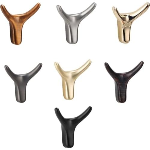 Cute Robe Hook Double Hook Storage Rustproof for Bathroom Organizer Coat Towels Holder Zinc Alloy Black/Gold/Gray/Brown