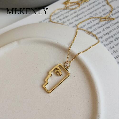 MLKENLY European and American characters face Pendant Necklace Women gold necklace Holiday Beach Statement
