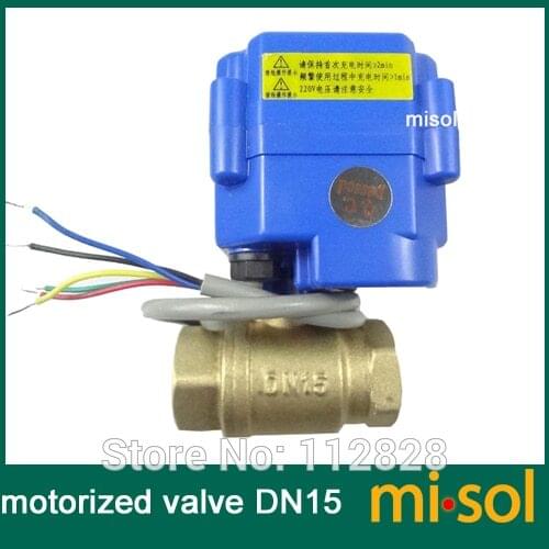 Motorized valve brass, G1/2" DN15, 2 way, CR05, electrical valve, motorized ball valve