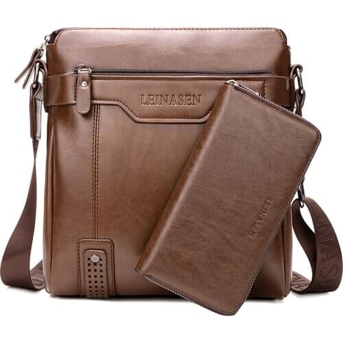 2 In 1 Mens Crossbody Shoulder Bags with Wallet Tote Fashion Business Bag Messenger Bag Large Split Leather Bags Bag for Men