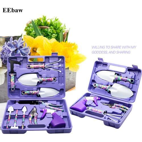 Garden Tools Set 5 /10 Lightweight Gardening Tools Kit Non-slip Handle Grafting Farming Pruning Shears Scissor Weeding Digging