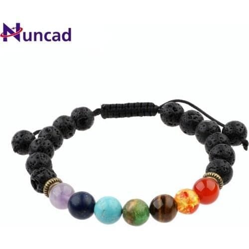 NUNCAD Rainbow Yoga Seven Chakras Bracelet Seven Color Beads Balance Beads Woven Bracelet Good Quality