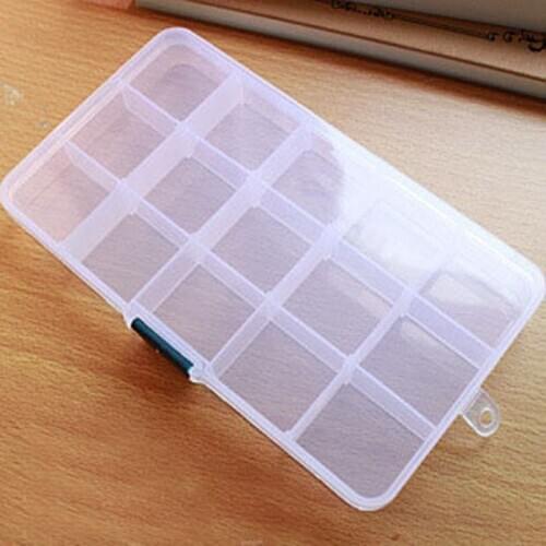 15 Grids storage organizer Cases box Holder Container Pills Jewelry Nail Art Tips transparent plastic storage box separator