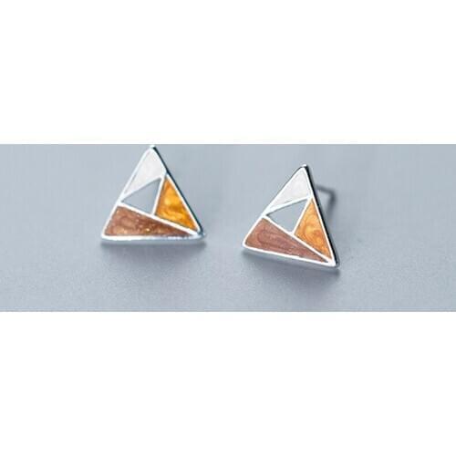 Multicolor Triangle/Round 925 Sterling Silver Stud Earrings for Women Girls Minimalist Trendy Korean Earring Fine Jewelry YEA374