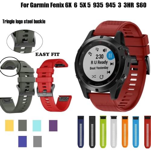 26mm Sport Silicone Watchband for Garmin Fenix 6X 6 Pro 5X 5 Plus 3HR 22mm Forerunner935 Band Easy Fit Quick Release wirststrap