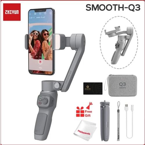 Zhiyun Smooth Q3 3-Axis Foldable Handheld Gimbal Stabilizer for iPhone Android Smartphone with Fill Light Dolly-Zoom Time-Lapse