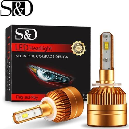 S&D 2Pcs H27 880 881 LED Headlight Bulbs 12000lm 50W White Auto Headlamp Lamps Kits Car LED Fog Light H27W/2 H27W/1 12V