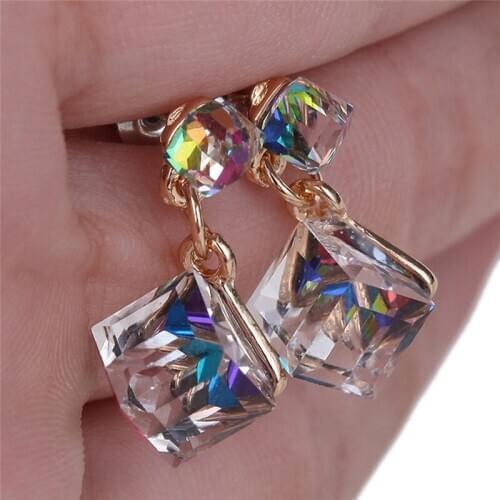 Crystal Rhinestone Earrings Zircon Stud Earrings Women Wedding Bridal Jewelry