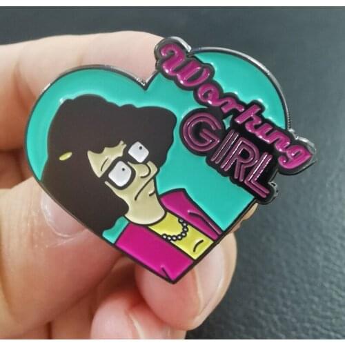 Tina Belcher Working Girl badge Work Hard or Die Trying Enamel Pin Office Lady Jewelry