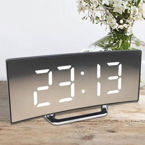 Luminous Digital Alarm Clock Curved Dimmable Led Electronic Wake Up Desktop Clock For Kids Bedroom Large Number Table Clock