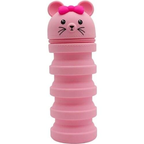 Telescopic Pencil Case Silicone Standing Pen Holder Cute Stand Up Pen Case Cartoon Pencil/Pens Storage Box Stationery Organizer