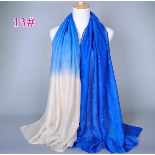 Gradient Color Womens Scarves Islamic Long Shawl Glitter Headscarf Shimmer Cotton Muslim Hijab Thin Gauzy Light Weight 180x90cm