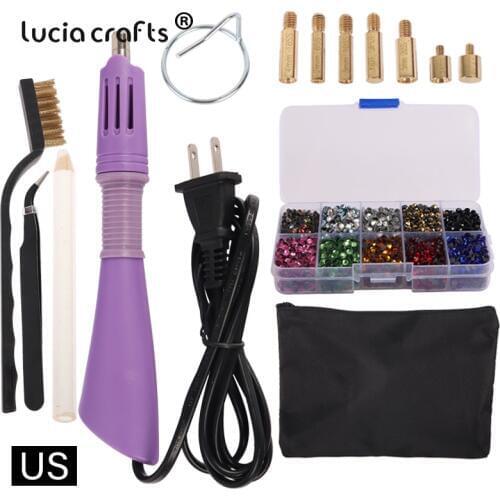1Set Hot fix Rhinestone Applicator With 7 Tips Iron-on Wand Strass Tool Iron On Crystal Diamond For Wedding Garment Decor X0314