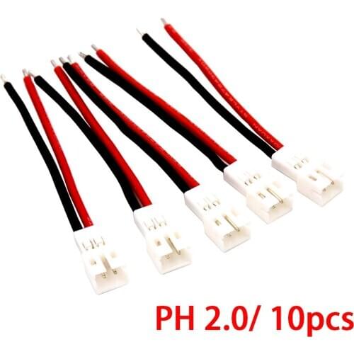 10pcs 50mm 24AWG Upgraded Tiny Whoop JST-PH 2.0 Female/MAle Plug Silicone Cable for UR65 US65 UK65 Beta65