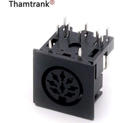 10pcs/lot 8 Pin DIN Female Jack Right Angle / 90 Degree PCB Panel Mount 8 Pin DIN Jack Socket Chassis Terminals