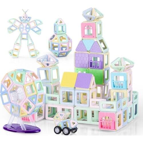 49-163pcs New Magnetic building blocks Macaron Magnetic Construction & Building Designer Toys Childrens Educational Toys
